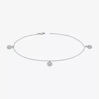 Sterling Silver 10 Inch Solid Cable Star Ankle Bracelet