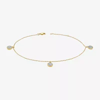 14K Gold Over Silver 10 Inch Solid Cable Star Ankle Bracelet