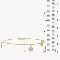 14K Gold Over Silver 10 Inch Solid Cable Star Ankle Bracelet