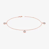 14K Rose Gold Over Silver 10 Inch Solid Cable Star Ankle Bracelet