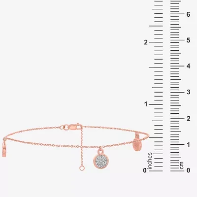 14K Rose Gold Over Silver 10 Inch Solid Cable Star Ankle Bracelet