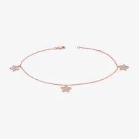 14K Rose Gold Over Silver 10 Inch Solid Cable Ankle Bracelet