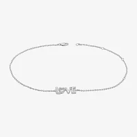 Love Sterling Silver 10 Inch Solid Cable Heart Ankle Bracelet