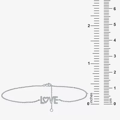 Love Sterling Silver 10 Inch Solid Cable Heart Ankle Bracelet