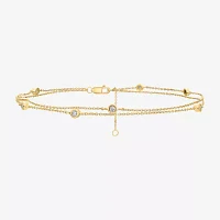 Double Strand Station 14K Gold Over Silver 10 Inch Solid Cable Ankle Bracelet