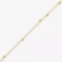 Double Strand Station 14K Gold Over Silver 10 Inch Solid Cable Ankle Bracelet