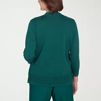 Alfred Dunner Emerald Isle Womens Round Neck 3/4 Sleeve Layered Sweaters