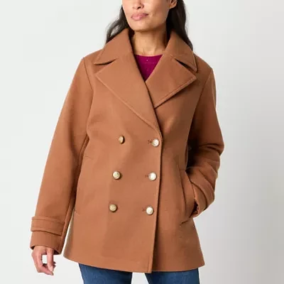 Liz Claiborne Womens Water Resistant Midweight Peacoat