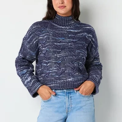 a.n.a Womens Mock Neck Long Sleeve Cable Knit Pullover Sweater