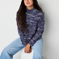 a.n.a Womens Mock Neck Long Sleeve Cable Knit Pullover Sweater