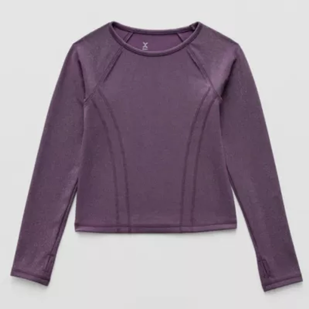 Xersion Little & Big Girls Round Neck Long Sleeve T-Shirt
