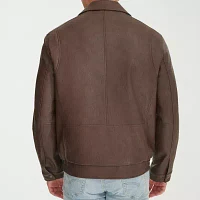 Dockers Mens Faux Leather Lined Water Resistant Midweight Bomber Jacket