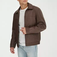 Dockers Mens Faux Leather Lined Water Resistant Midweight Bomber Jacket