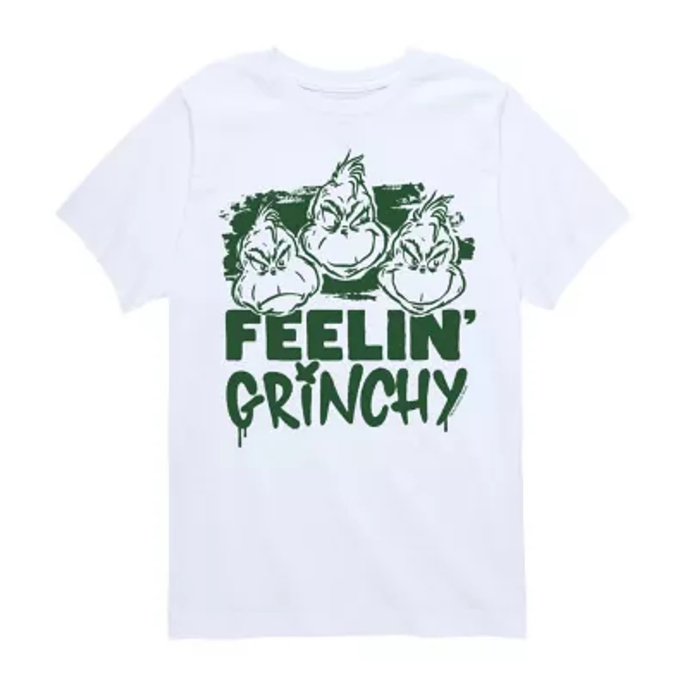 Little & Big Boys Crew Neck Short Sleeve Grinch Graphic T-Shirt