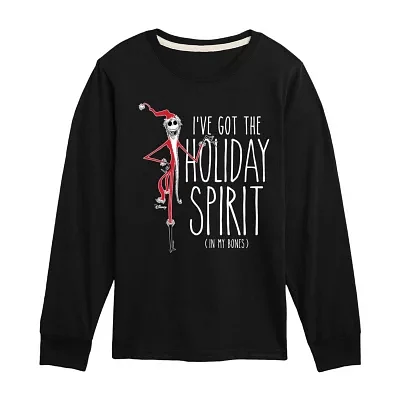 Little & Big Boys Crew Neck Long Sleeve Nightmare Before Christmas Graphic T-Shirt