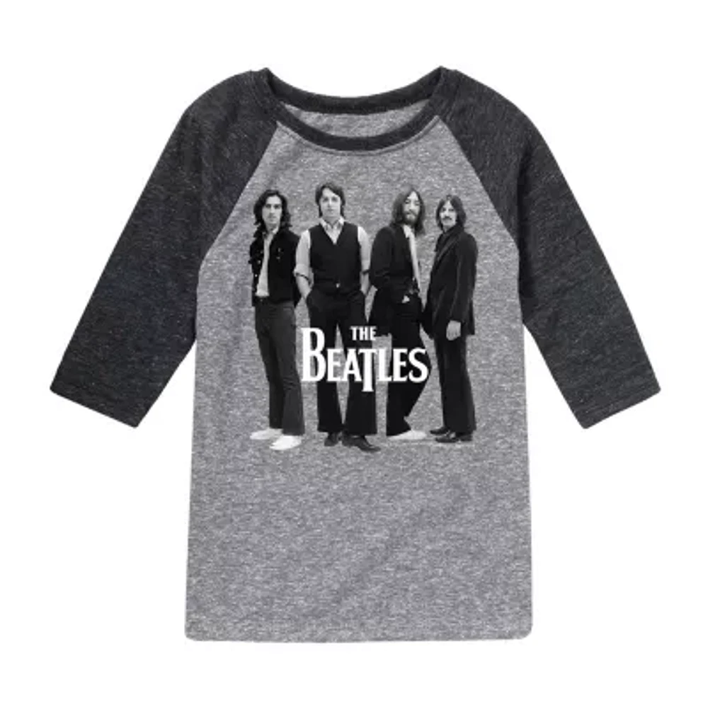 Little & Big Boys Crew Neck 3/4 Sleeve The Beatles Graphic T-Shirt