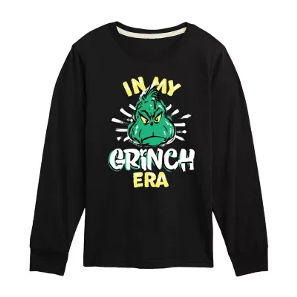 Little & Big Boys Crew Neck Long Sleeve Grinch Graphic T-Shirt