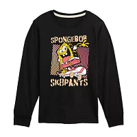 Little & Big Boys Crew Neck Long Sleeve Spongebob Graphic T-Shirt