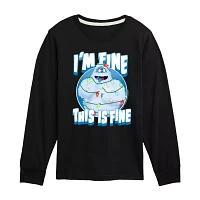 Little & Big Boys Crew Neck Long Sleeve Inside Out Graphic T-Shirt