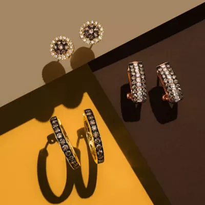 Le Vian® Earrings featuring 1/2 cts. Chocolate Diamonds®  1/5 cts. Nude Diamonds™  set in 14K Honey Gold™