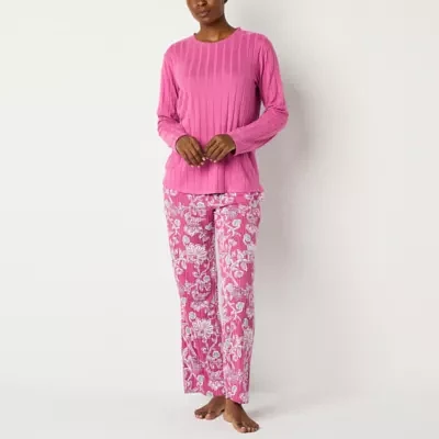 Jaclyn Womens 2-pc. Crew Neck Long Sleeve Capri Pajama Set