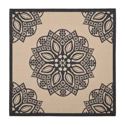 Safavieh Courtyard Collection Kimberly Oriental Indoor/Outdoor Square Area Rug