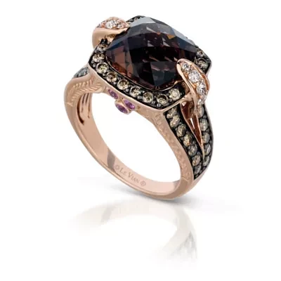 Le Vian® Grand Sample Sale™ Ring featuring Chocolate Quartz® Bubblegum Pink Sapphires™ Chocolate Diamonds® Vanilla Diamonds® set in 14K Strawberry Gold®