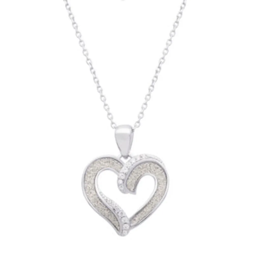 DiamonArt® Womens White Cubic Zirconia Sterling Silver Heart Pendant Necklace