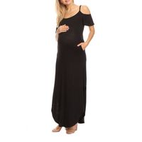 White Mark Womens Plus Maternity Short Sleeve Maxi Dress