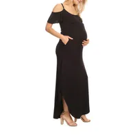 White Mark Womens Plus Maternity Short Sleeve Maxi Dress