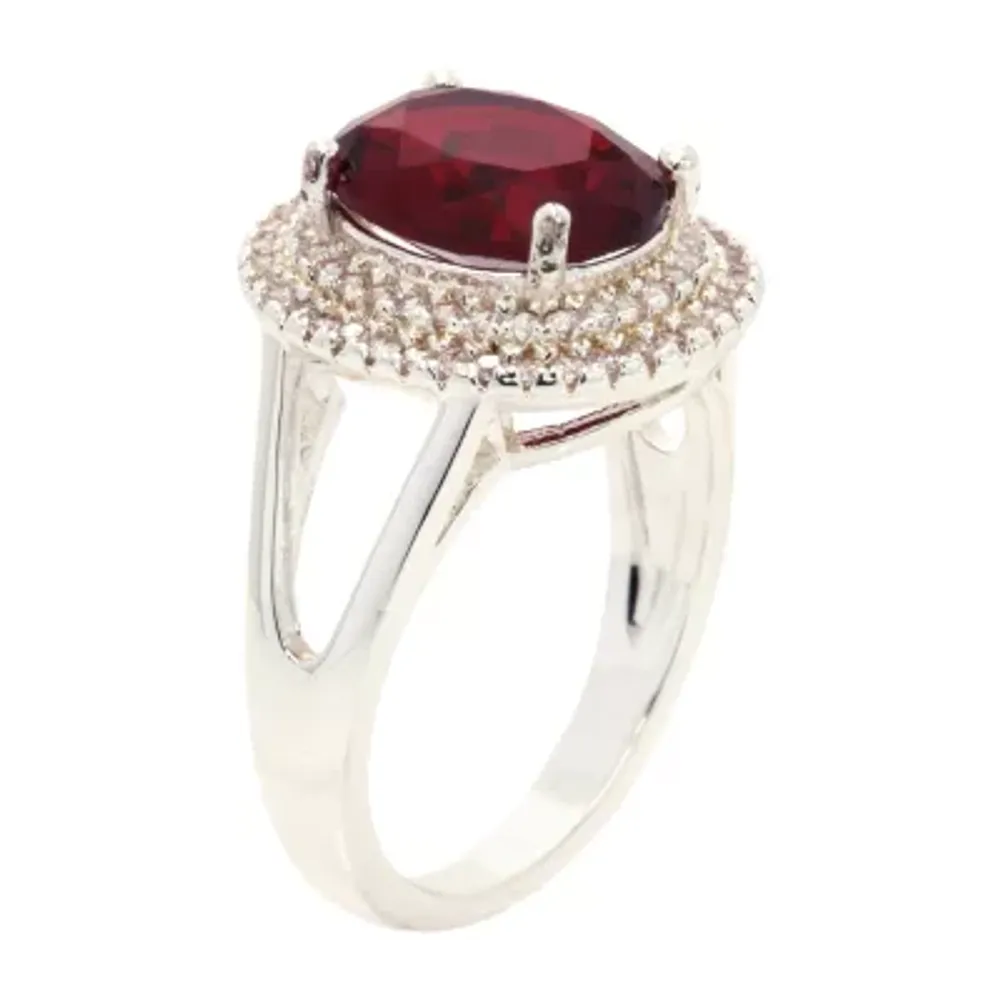 Sparkle Allure Cubic Zirconia Siam Pure Silver Over Brass Cocktail Ring