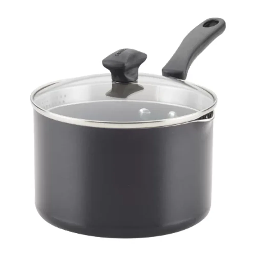 Farberware Aluminum 3-Quart Nonstick Saucepan with Straining Lid