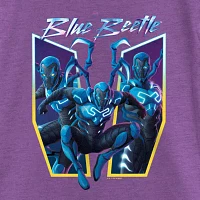 Little & Big Girls Round Neck Short Sleeve Blue Beetle Graphic T-Shirt