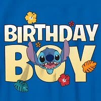 Disney Collection Little & Big Boys Crew Neck Short Sleeve Lilo Stitch Graphic T-Shirt