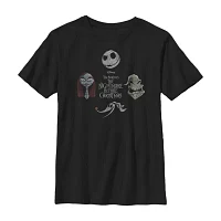 Disney Collection Little & Big Boys Crew Neck Short Sleeve Nightmare Before Christmas Graphic T-Shirt