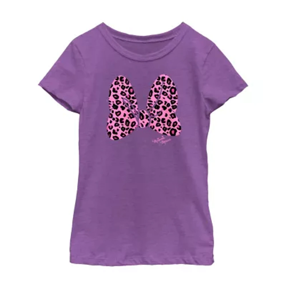 Disney Collection Little & Big Girls Crew Neck Short Sleeve Minnie Mouse Graphic T-Shirt