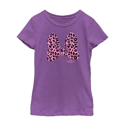 Disney Collection Little & Big Girls Crew Neck Short Sleeve Minnie Mouse Graphic T-Shirt