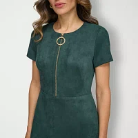 Marc New York Suede Womens Short Sleeve A-Line Dress