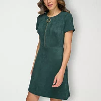 Marc New York Suede Womens Short Sleeve A-Line Dress