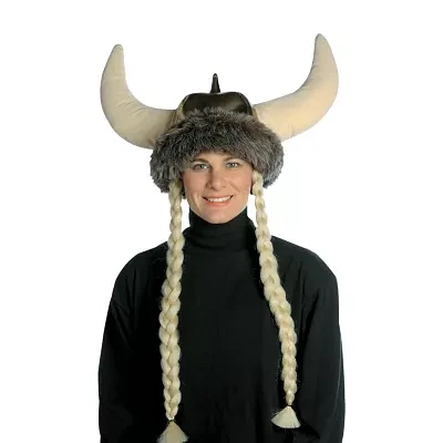 Unisex Adult Space Viking Hat With Braids Costume Accessory