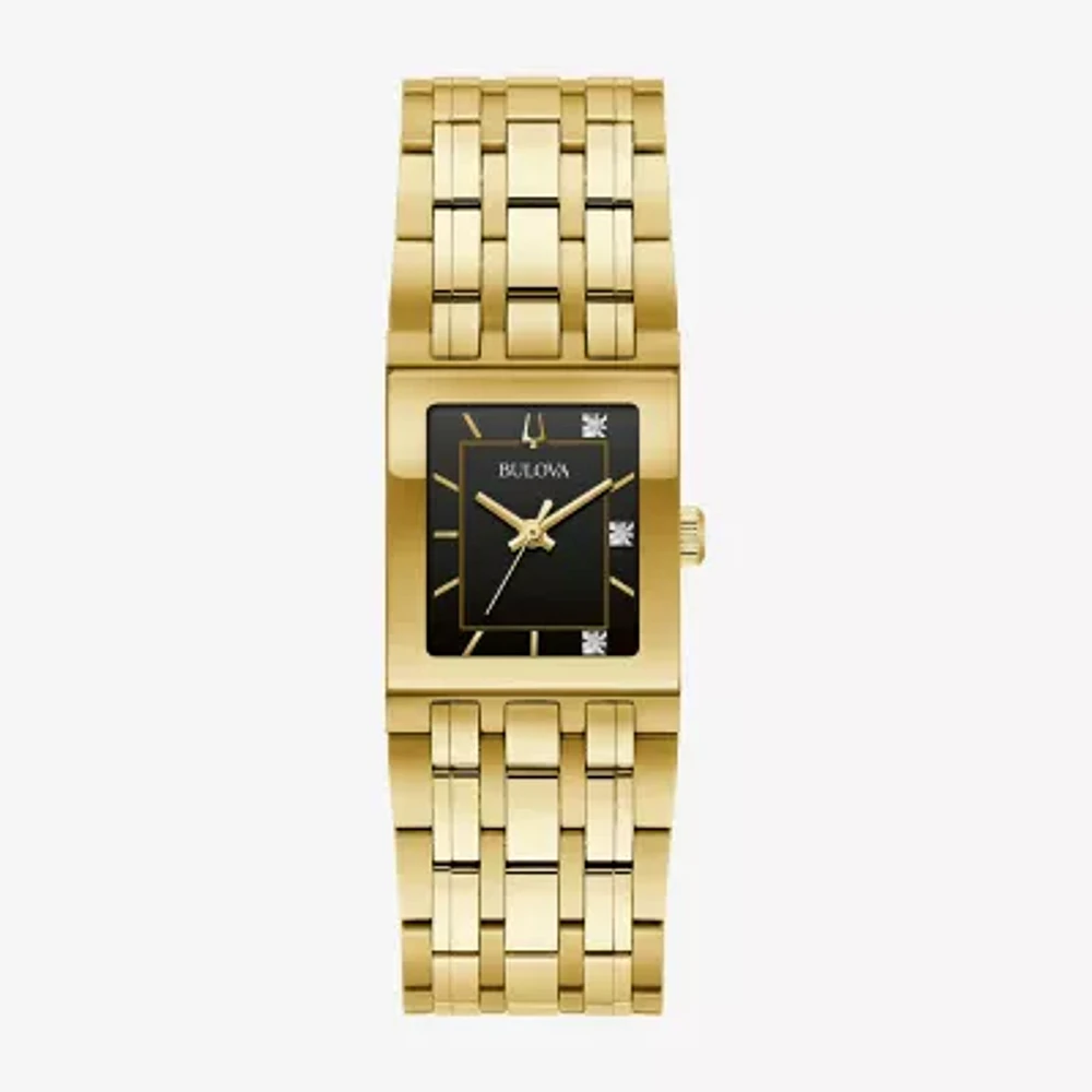 Bulova Modern Marc Anthony Womens Diamond Accent Gold Tone Stainless Steel Bracelet Watch 97p167