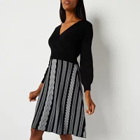 Studio 1 Womens Long Sleeve Sweater Dress