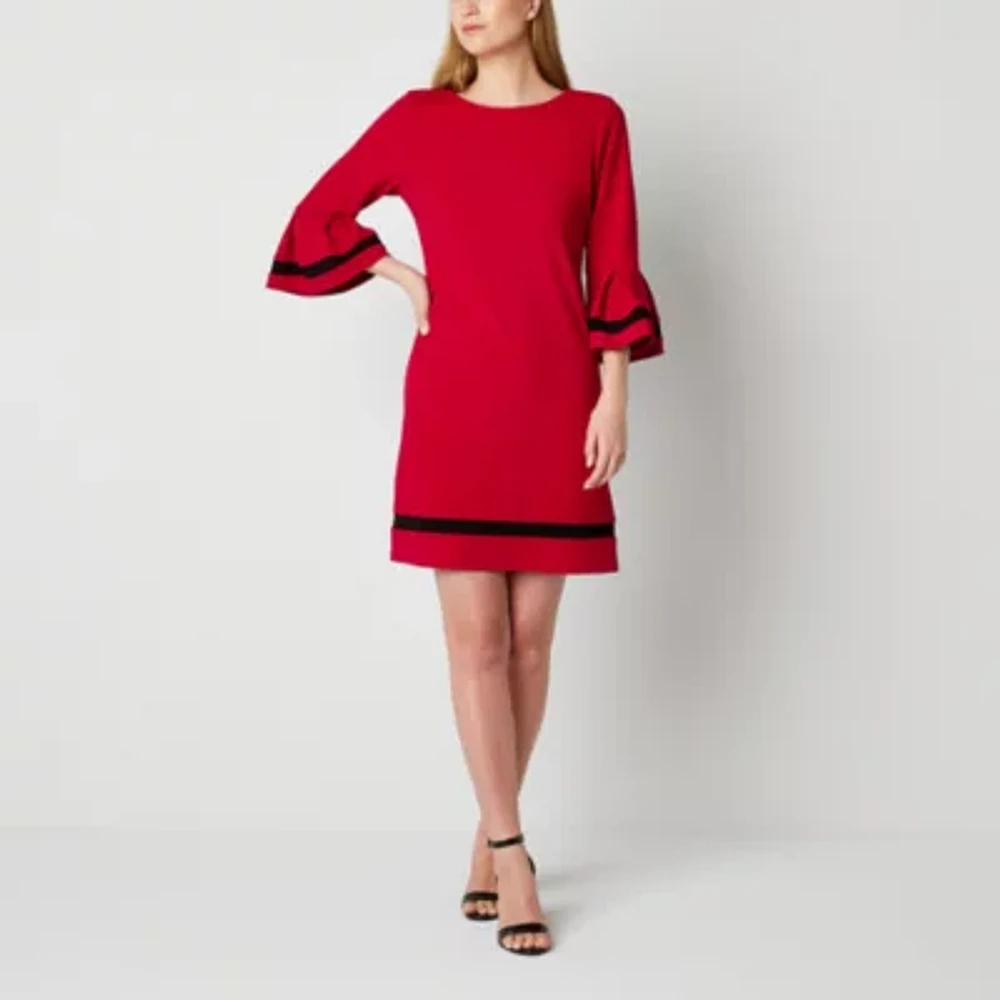 R & K Originals Womens 3/4 Sleeve Shift Dress