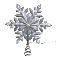 Kurt Adler 13in Led Glittered Snowflake Christmas Tree Topper