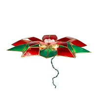 Kurt Adler 9.5in Ul 10 Light Red And Green Poinsettia Christmas Tree Topper