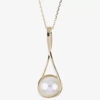 Womens Cultured Freshwater Pearl 14K Gold Pendant Necklace