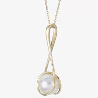 Womens Cultured Freshwater Pearl 14K Gold Pendant Necklace