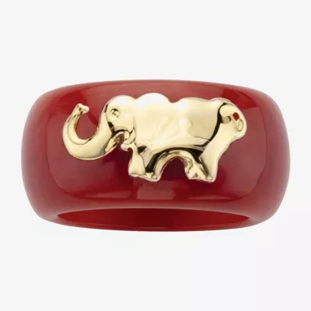 Elephant 11M Genuine Red Jade 10K Gold Band