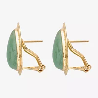 Genuine Green Jade 14K Gold Over Silver 25mm Pear Stud Earrings