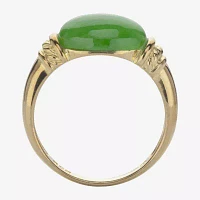 Womens Genuine Green Jade 14K Gold Over Silver Cocktail Ring